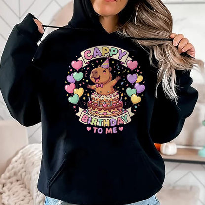 Cute Capybara Shirt, Funny Capybara UnisexT-Shirt/Hoodie/Sweatshirt HLT00 - Capybara Birthday Kawaii Girl Cappy Birthday to Me T-Shirt
