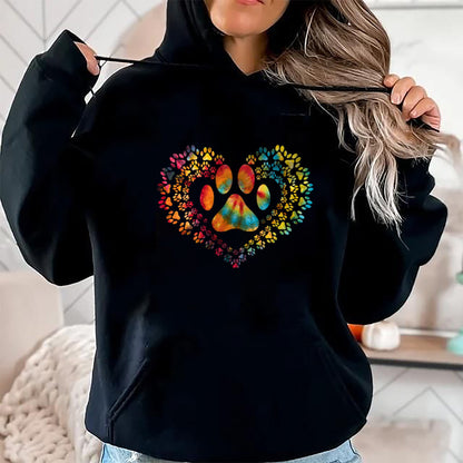 Dog Love Shirt, Dog Lover Gift T-Shirt/Hoodie/Sweatshirt HLT00 - Tie Dye Love Dog Paw Print Heart Animal Lover T-Shirt