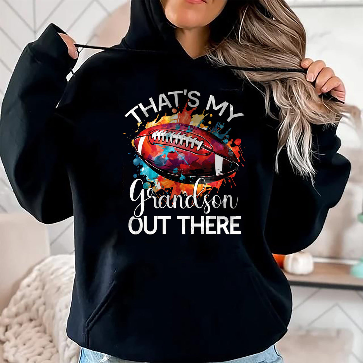 Best Grandma Shirt, Proud Grandma Unisex T-Shirt/Hoodie/Sweatshirt HLT00 - That's My Grandson Out There Football Grandma Grandpa T-Shirt (2)