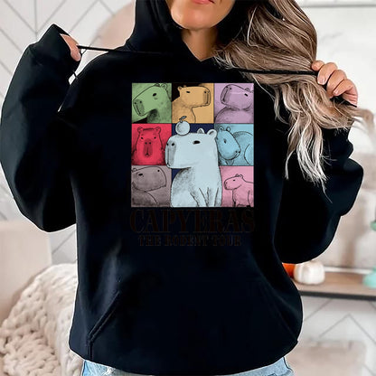 Cute Capybara Shirt, Funny Capybara Unisex T-Shirt/Hoodie/Sweatshirt HLT00 - Capyeras Funny Cute Capybara Color Concert Tour Cute Animals T-Shirt