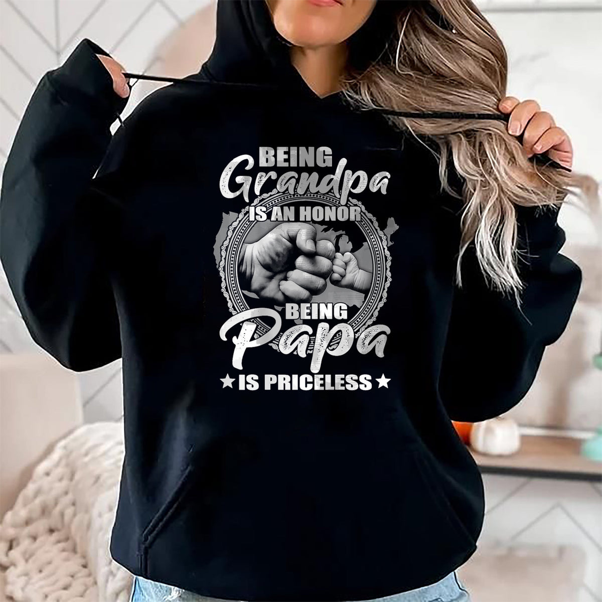 Best Grandpa Shirt, Proud Grandpa Unisex T-Shirt/Hoodie/Sweatshirt HLT00 -Being Grandpa Is An Honor Being PaPa is Priceless (on back) T-Shirt (1)