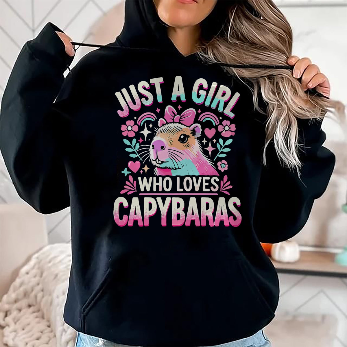 Cute Capybara Shirt, Funny Capybara Unisex T-Shirt/Hoodie/Sweatshirt HLT00 - Capybara Just a Girl who loves Capybaras T-Shirt (3)