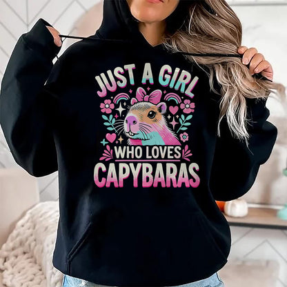 Cute Capybara Shirt, Funny Capybara Unisex T-Shirt/Hoodie/Sweatshirt HLT00 - Capybara Just a Girl who loves Capybaras T-Shirt (3)