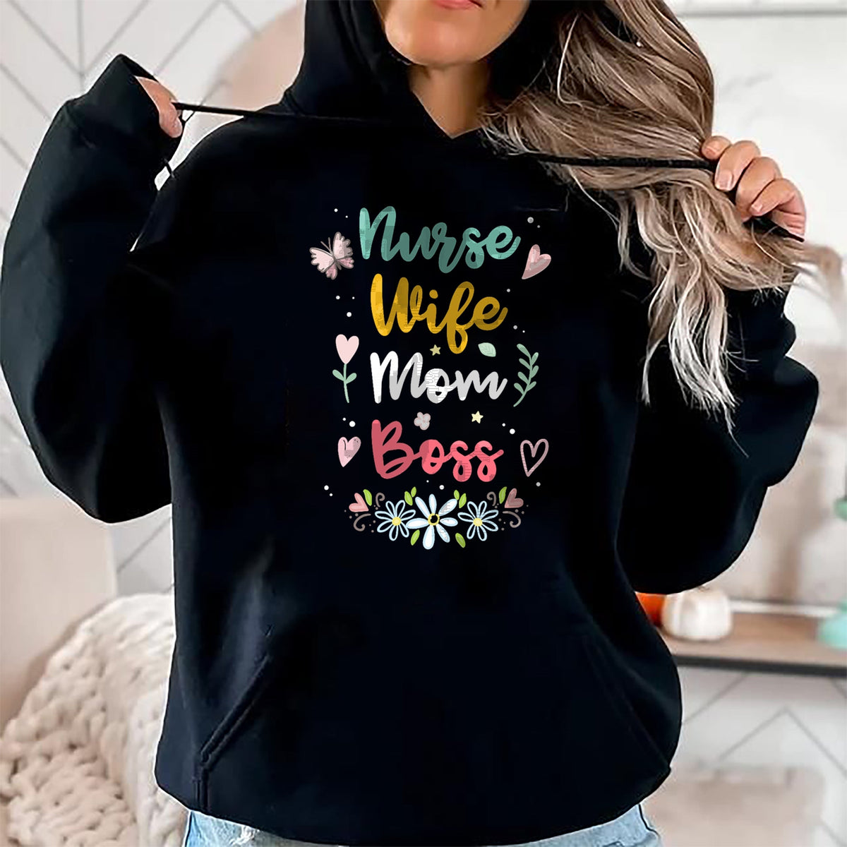 Funny Nurse Shirt, Nurse Unisex T-Shirt/Hoodie/Sweatshirt HLT00 - Nurse Wife Mom Boss T-Shirt