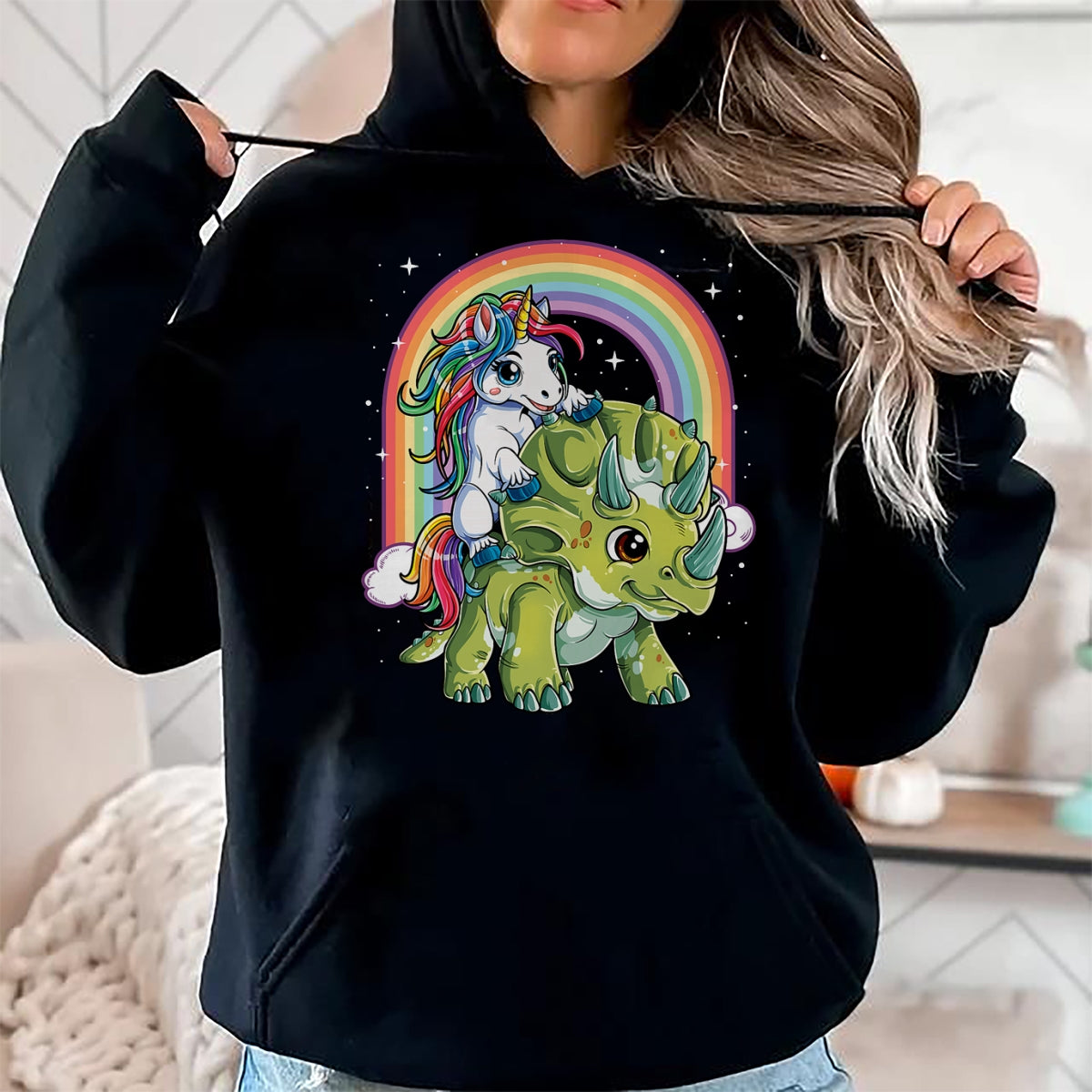Best Dinosaur Lover Shirt, Funny Dinosaur UnisexT-Shirt/Hoodie/Sweatshirt HLT00 - Unicorn Riding Dinosaur Triceratops Funny Boys Girls Rainbow T-Shirt Small