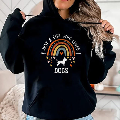 Dog Love Shirt, Dog Lover Gift T-Shirt/Hoodie/Sweatshirt HLT00 - Just A Girl Who Loves Dogs Rainbow Gifts For Dog Lover Women T-Shirt