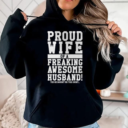 Best Wife Shirt, Wife and Husband Unisex T-Shirt/Hoodie/Sweatshirt HLT00 - Gift for wife T shirt, lucky wife   Proud Wife Of A Freaking Awesome Husband! Gift T-Shirt