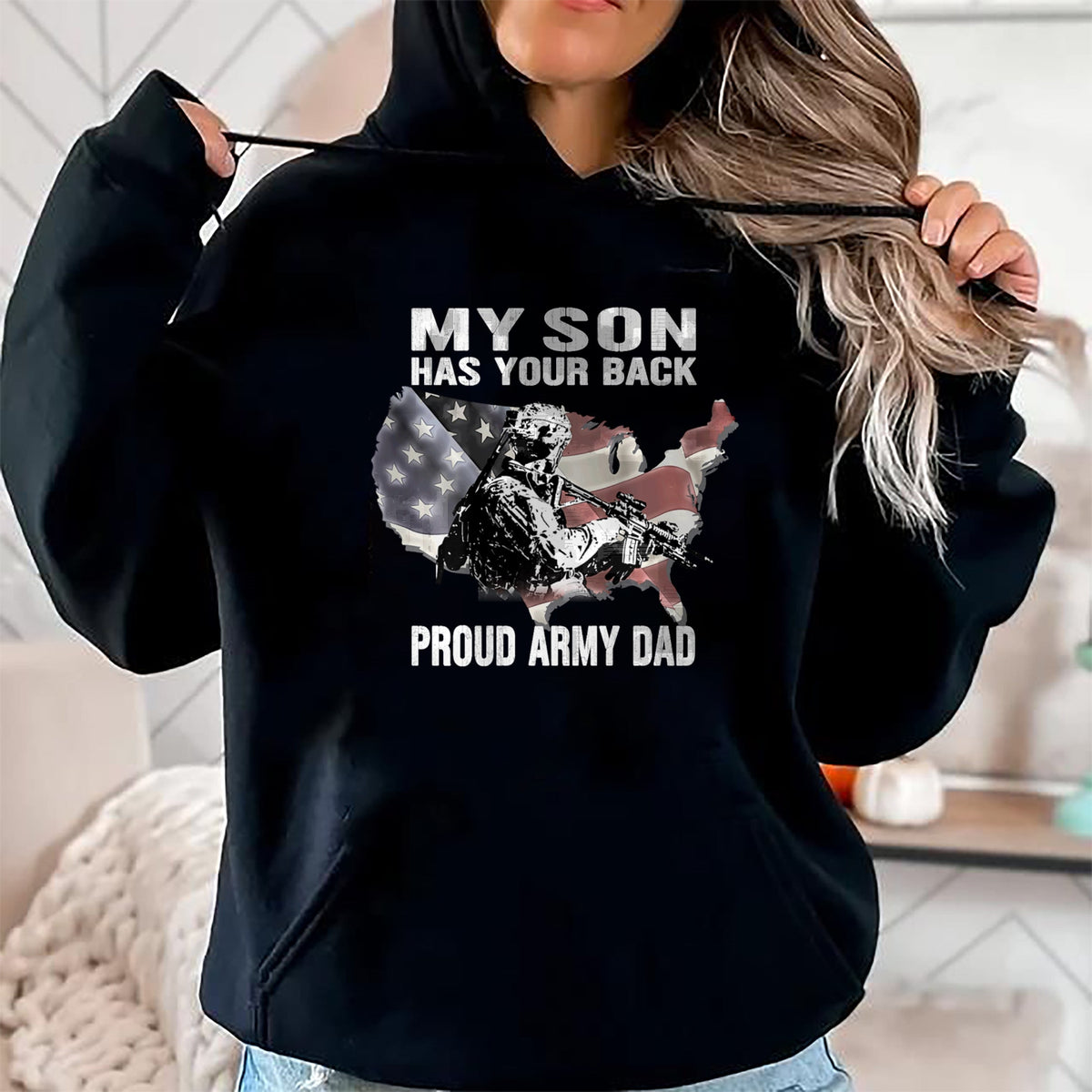 Gift for Dad Shirt, Funny Dad Unisex T-Shirt/Hoodie/Sweatshirt HLT00 – My Son Has Your Back - Proud Army Dad Military Father Gift T-Shirt