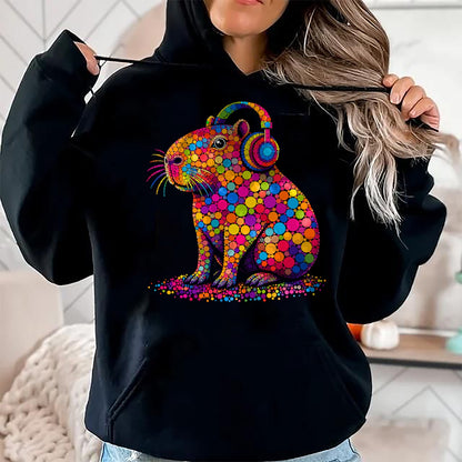 Cute Capybara Shirt, Funny Capybara UnisexT-Shirt/Hoodie/Sweatshirt HLT00 - Funny Capybara Dots Art Animal Lovers Students Boys Girls T-Shirt