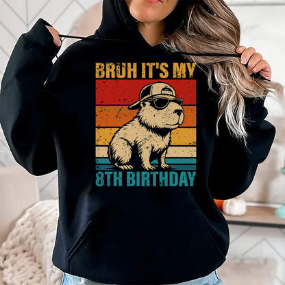 Cute Capybara Shirt, Funny Capybara UnisexT-Shirt/Hoodie/Sweatshirt HLT00 - 8 Year Old Birthday Boy Capybara Bruh It_s My 8th Birthday T-Shirt