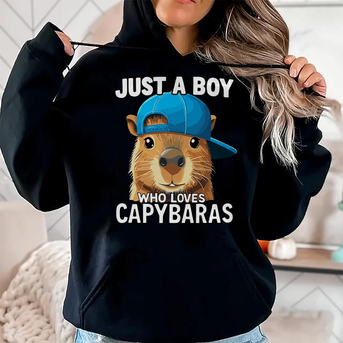 Cute Capybara Shirt, Funny Capybara Unisex T-Shirt/Hoodie/Sweatshirt HLT00 - Just A Boy Who Loves Capybaras T-Shirt