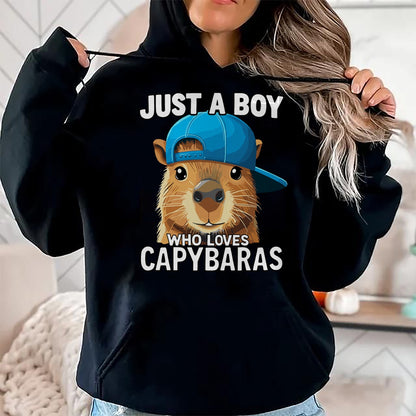 Cute Capybara Shirt, Funny Capybara Unisex T-Shirt/Hoodie/Sweatshirt HLT00 - Just A Boy Who Loves Capybaras T-Shirt