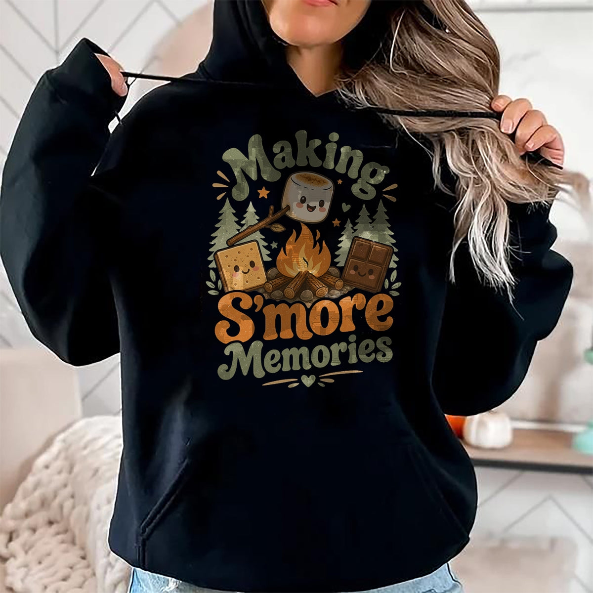 Funny Camping Shirt, Gift For Camping Lover Unisex T-Shirt/Hoodie/Sweatshirt HLT00 - Making Smores Campfire Cute Camping Family Adventure T-Shirt