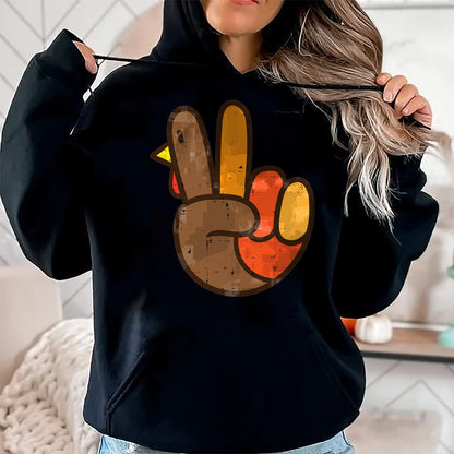 Best Thanksgiving Family Shirt , Funny Thanksgiving UnisexT-Shirt/Hoodie/Sweatshirt HLT00 - Peace Sign Turkey Hand Cool Thanksgiving Hippie Men Women T-Shirt