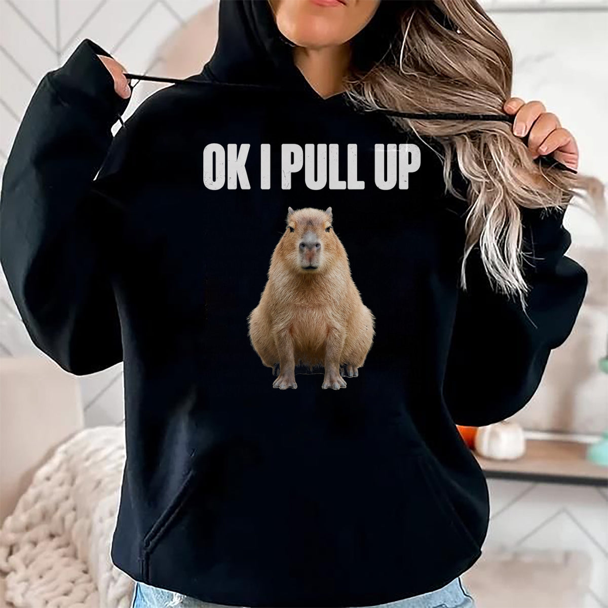 Cute Capybara Shirt, Funny Capybara Unisex T-Shirt/Hoodie/Sweatshirt HLT00 - OK I Pull Up Capybara Meme Funny Chill Capy Lover Tee T-Shirt