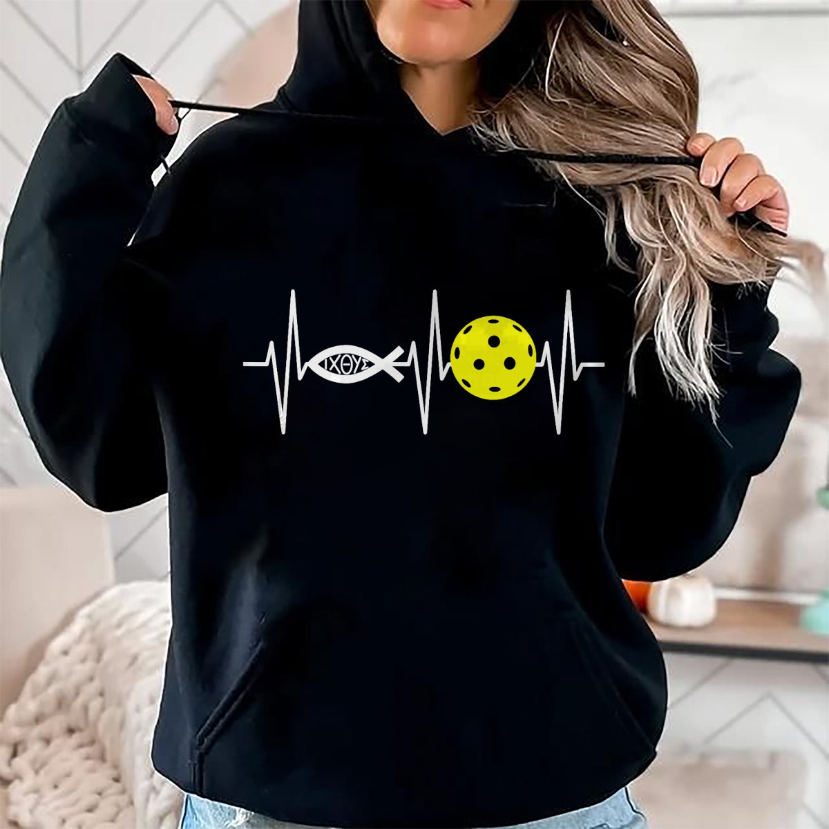 Funny Pickleball Shirt, Pickleball Lover Unisex T-Shirt/Hoodie/Sweatshirt HLT00 - Christian Shirt Pickleball Player Ichthys Jesus Fish Symbol T-Shirt
