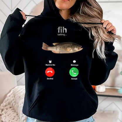 Funny Fishing Shirt, Gift For Fishing Lover Unisex T-Shirt/Hoodie/Sweatshirt HLT00 - Fih Calling Remind me Message Decline Accept Phone Call Fish T-Shirt
