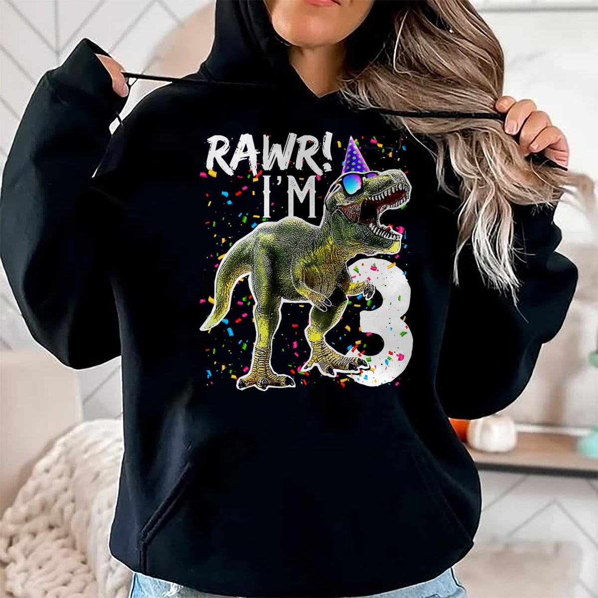 Best Dinosaur Lover Shirt, Funny Dinosaur UnisexT-Shirt/Hoodie/Sweatshirt HLT00 - Rawr I_m 3 3rd Birthday T Rex Dinosaur Party Gift for Boys T-Shirt