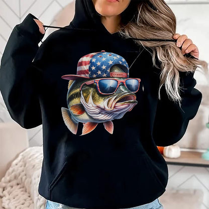 Funny Fishing Shirt, Gift For Fishing Lover Unisex T-Shirt/Hoodie/Sweatshirt HLT00 - American Flag Fishing T-Shirt- Funny Fisherman Gift T-Shirt