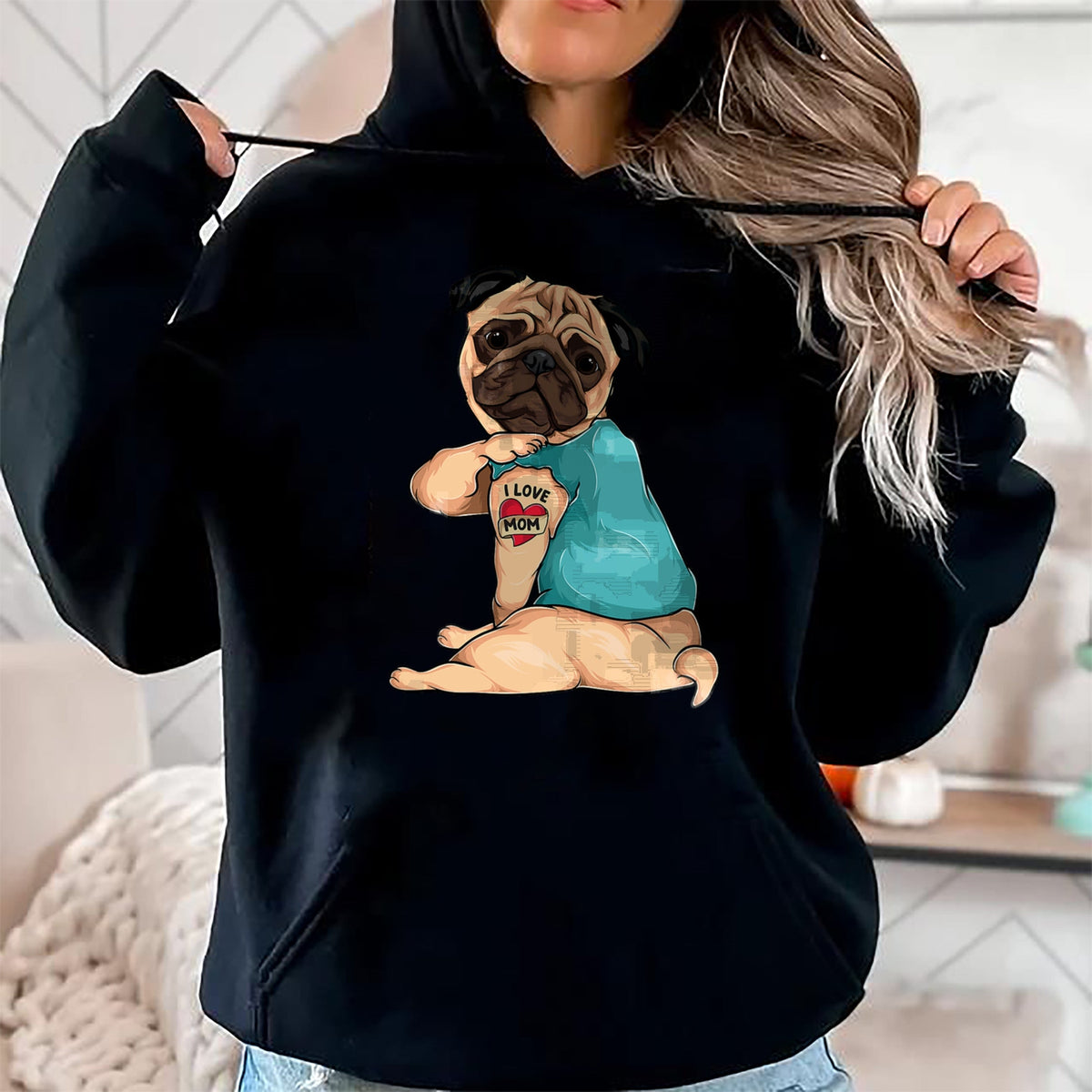 Dog Love Shirt, Dog Lover Gift T-Shirt/Hoodie/Sweatshirt HLT00 - Mother_s Day gift funny dog Pug i love mom tattoo T-Shirt