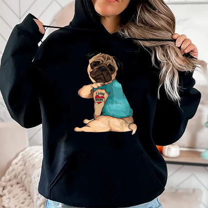 Dog Love Shirt, Dog Lover Gift T-Shirt/Hoodie/Sweatshirt HLT00 - Mother_s Day gift funny dog Pug i love mom tattoo T-Shirt
