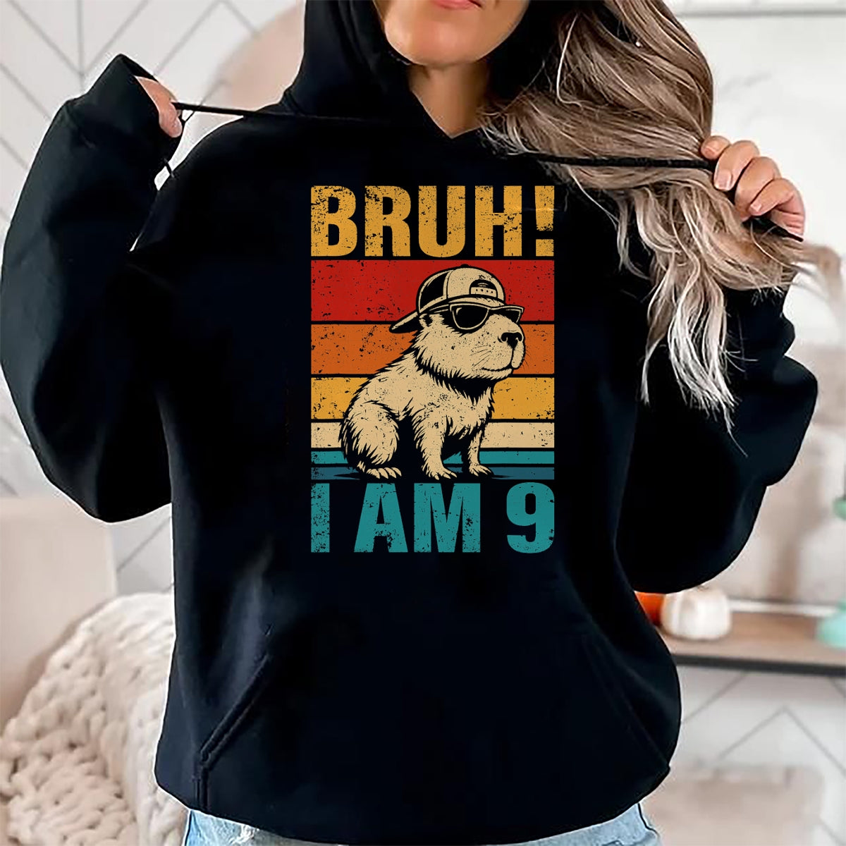 Cute Capybara Shirt, Funny Capybara UnisexT-Shirt/Hoodie/Sweatshirt HLT00 - 9 Year Old Birthday Boy Capybara Bruh It_s My 9th Birthday T-Shirt (1)