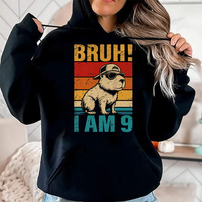Cute Capybara Shirt, Funny Capybara UnisexT-Shirt/Hoodie/Sweatshirt HLT00 - 9 Year Old Birthday Boy Capybara Bruh It_s My 9th Birthday T-Shirt (1)
