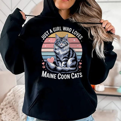 Cat Love Shirt, Funny Cat Lover Gift UnisexT-Shirt/Hoodie/Sweatshirt HLT00 - Just a Girl who Loves Maine Coon Cats T-Shirt