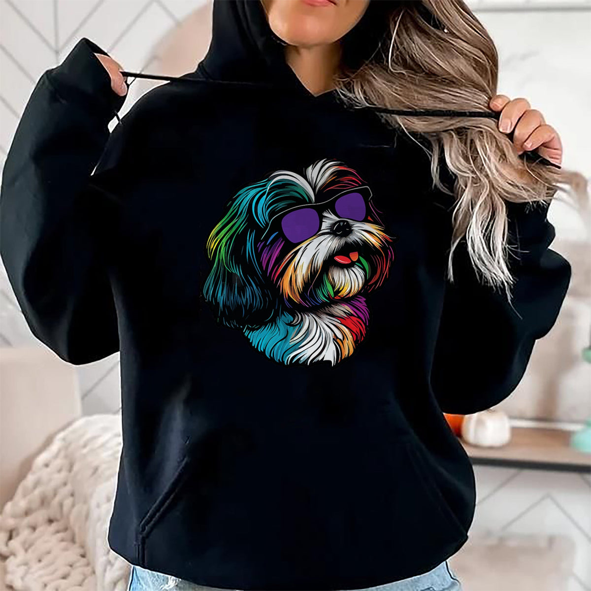 Dog Love Shirt, Dog Lover Gift T-Shirt/Hoodie/Sweatshirt HLT00 - Dad Mom Cool Dog Sunglasses - Shih Tzu T-Shirt