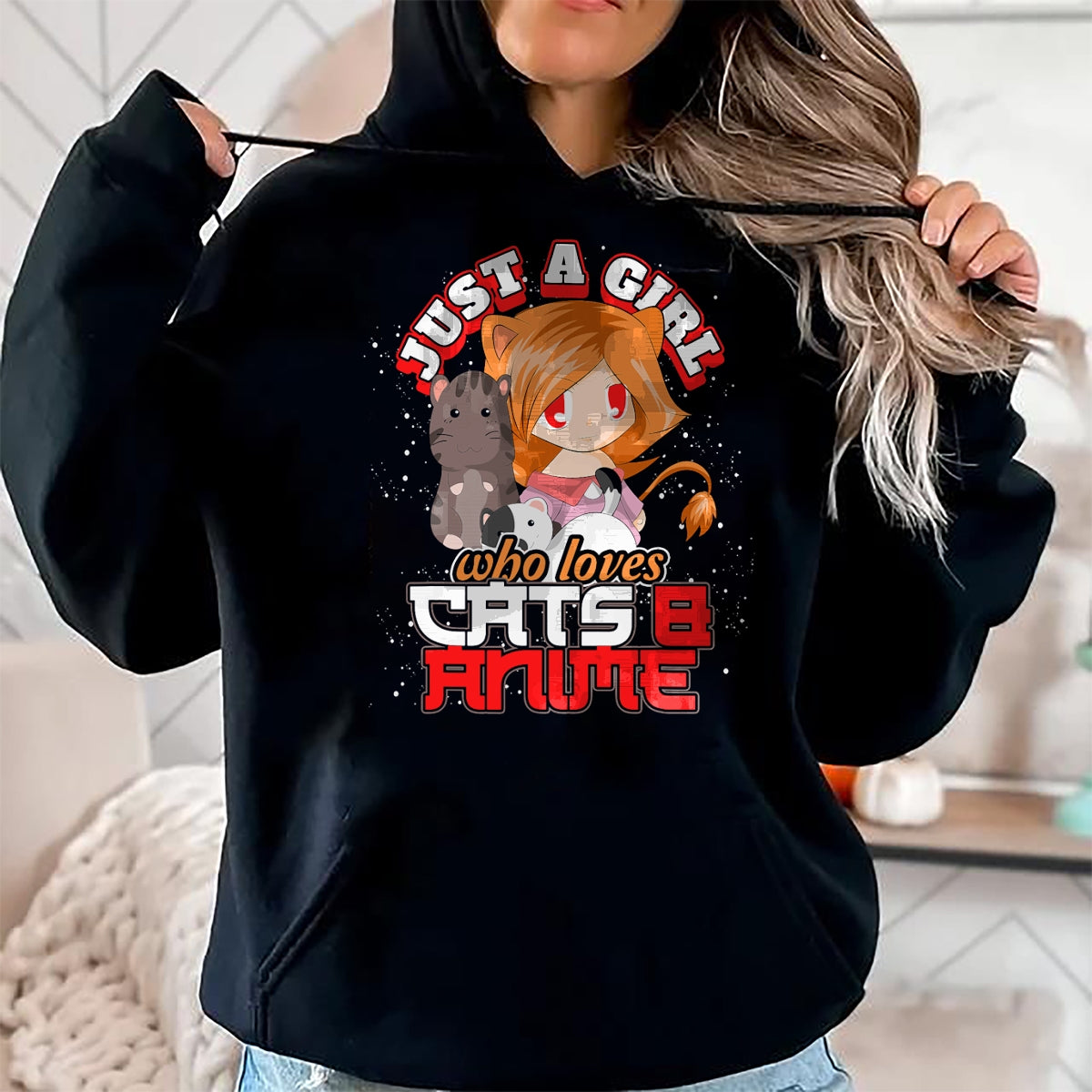Cat Love Shirt, Funny Cat Lover Gift UnisexT-Shirt/Hoodie/Sweatshirt HLT00 - Pet Owner Gift Cute Cat Just A Girl Who Loves Cats And Anime T-Shirt