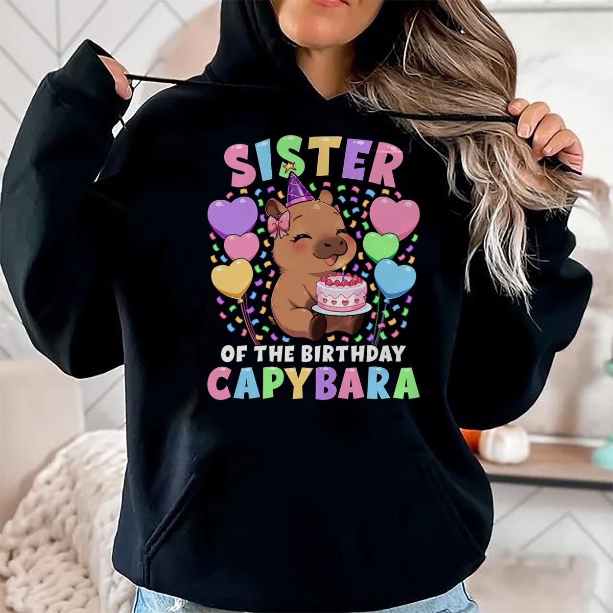 Cute Capybara Shirt, Funny Capybara UnisexT-Shirt/Hoodie/Sweatshirt HLT00 - Capybara Birthday Family Sister of The Birthday Capybara T-Shirt