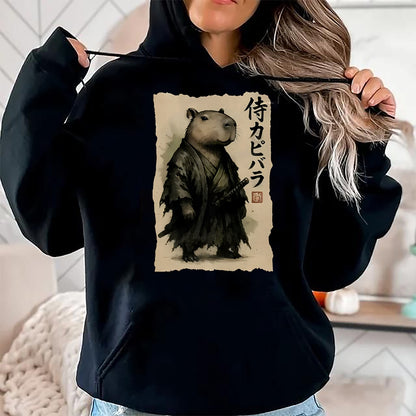 Cute Capybara Shirt, Funny Capybara Unisex T-Shirt/Hoodie/Sweatshirt HLT00 - Capybara Samurai Japanese Warrior Graphic Anime Ukiyo-e Art T-Shirt