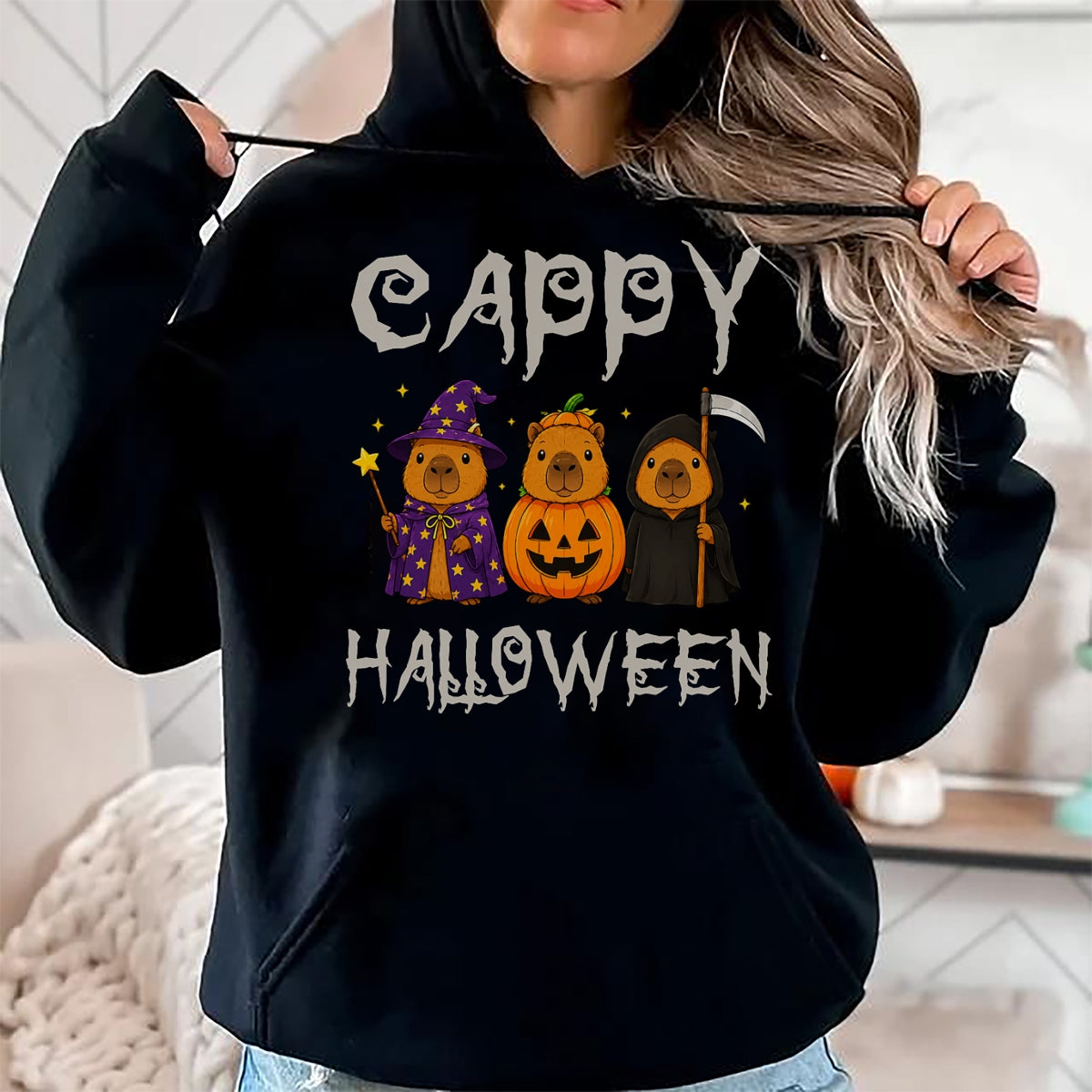 Cute Capybara Shirt, Funny Capybara UnisexT-Shirt/Hoodie/Sweatshirt HLT00 - Cappy Halloween Funny Capybara Witch Pumpkin Reaper Spooky T-Shirt