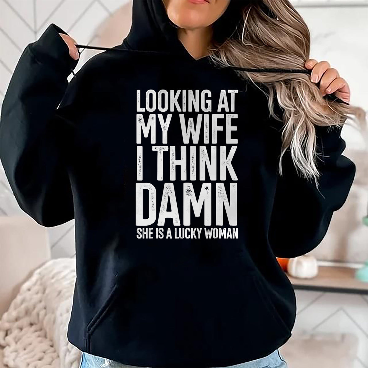 Best Wife Shirt, Wife and Husband Unisex T-Shirt/Hoodie/Sweatshirt HLT00 - Gift for wife T shirt, lucky wife   My Wife Is A Lucky Woman Wife Themed Gift Husbands Gift T-Shirt