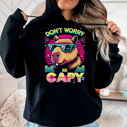 Cute Capybara Shirt, Funny Capybara Unisex T-Shirt/Hoodie/Sweatshirt HLT00 - Cool Capybara Retro Long Sleeve T-Shirt