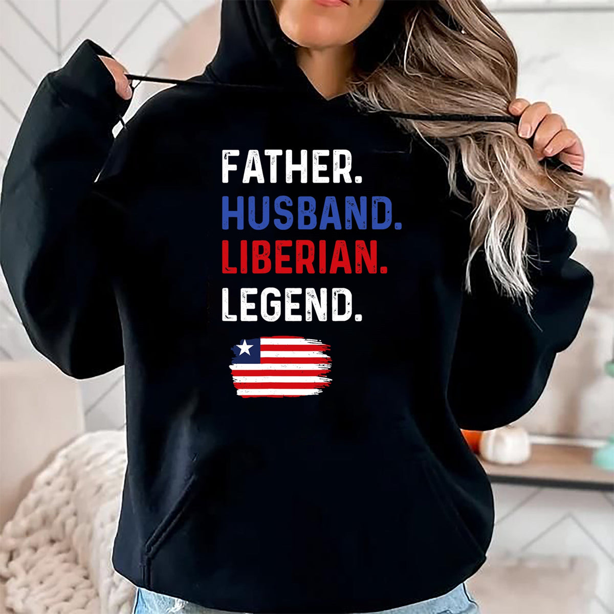 Gift for Dad Shirt, Funny Dad Unisex T-Shirt/Hoodie/Sweatshirt HLT00 – Father Husband Liberian Legend Proud Dad Liberia Flag T-Shirt