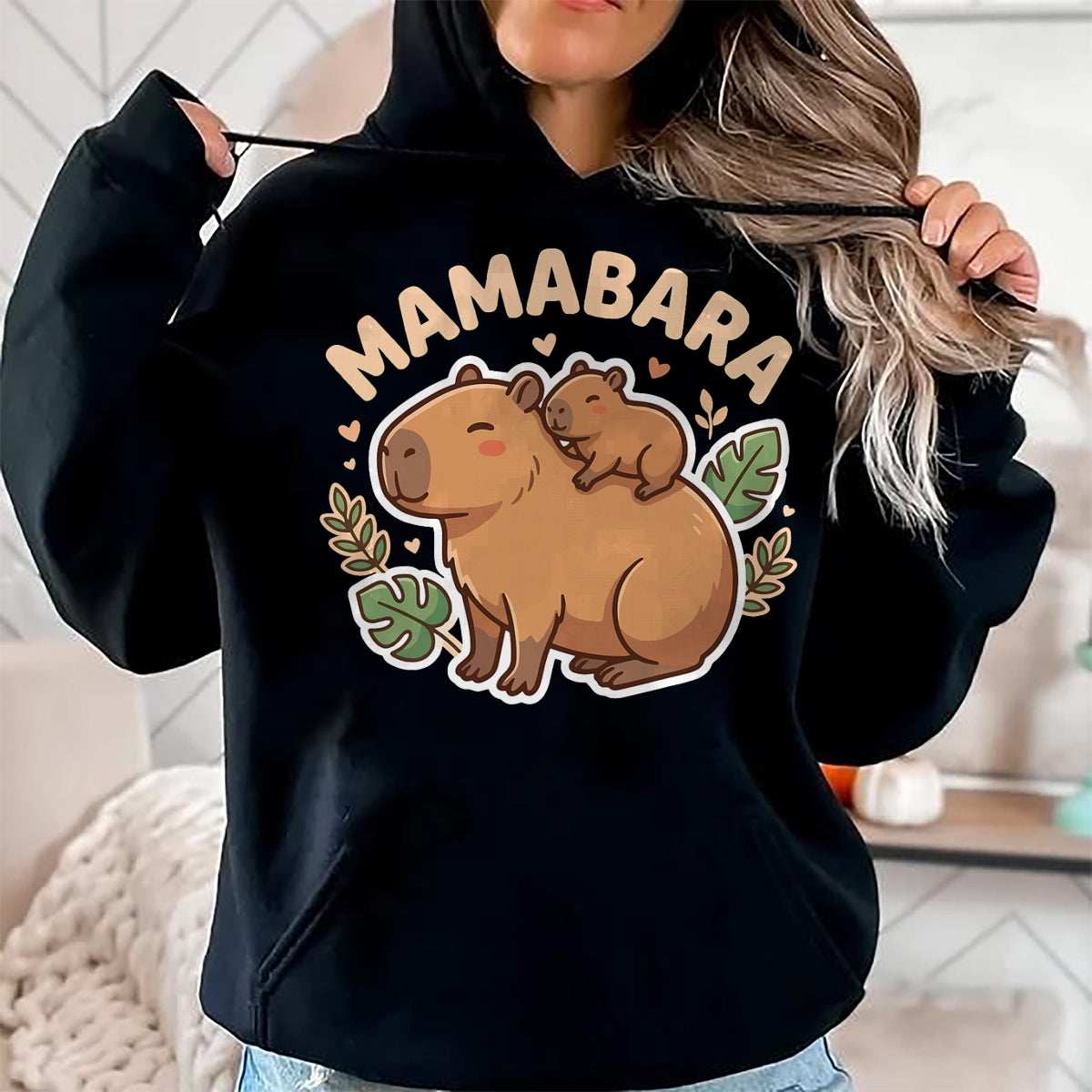 Cute Capybara Shirt, Funny Capybara Unisex T-Shirt/Hoodie/Sweatshirt HLT00 - Mamabara Capybara Mother T-Shirt (2)