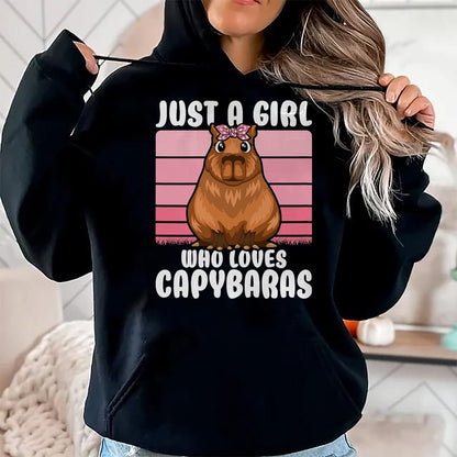Cute Capybara Shirt, Funny Capybara Unisex T-Shirt/Hoodie/Sweatshirt HLT00 - Just A Girl Who Loves Capybaras Cute Girls Kids T-Shirt