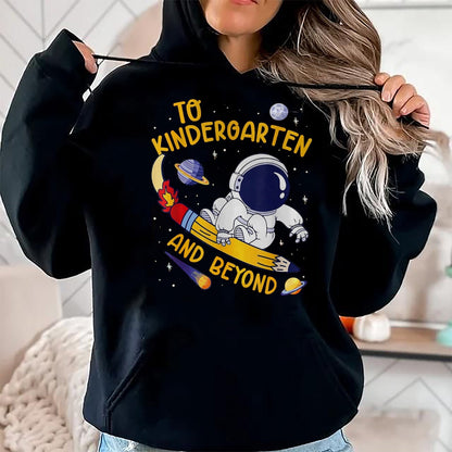 Best Student Shirt, Funny Back To School UnisexT-Shirt/Hoodie/Sweatshirt HLT00 - to Kindergarten and Beyond Astronaut Back to School T-Shirt, Women, Black, Large