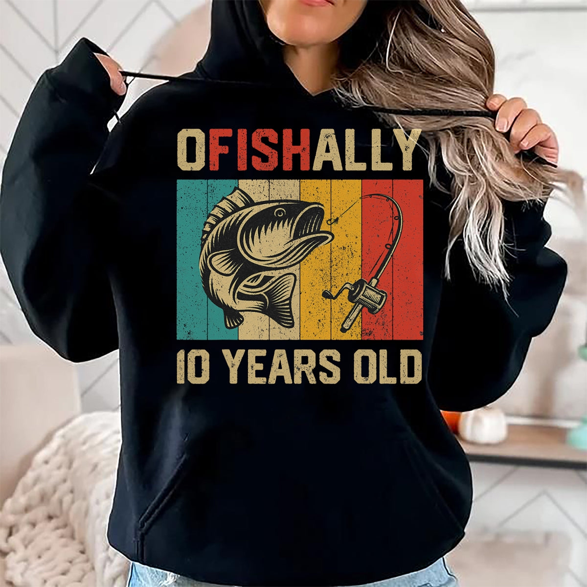 Funny Fishing Shirt, Gift For Fishing Lover Unisex T-Shirt/Hoodie/Sweatshirt HLT00 - Ofishally 10 Years Old Funny Fishing Birthday Fisherman T-Shirt