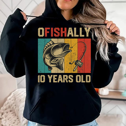 Funny Fishing Shirt, Gift For Fishing Lover Unisex T-Shirt/Hoodie/Sweatshirt HLT00 - Ofishally 10 Years Old Funny Fishing Birthday Fisherman T-Shirt