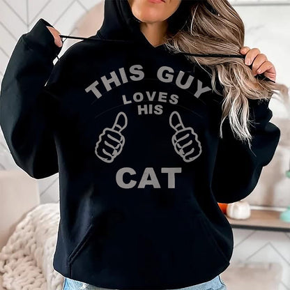 Cat Love Shirt, Funny Cat Lover Gift UnisexT-Shirt/Hoodie/Sweatshirt HLT00 - This Guy Loves His Cat Pet Owners Kitten Cat Dad Cat Man T-Shirt