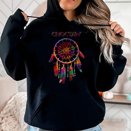 Native American T-Shirts, Vintage Native American Unisex T-Shirt/Hoodie/Sweatshirt HLT00 - Choctaw Native American Indian Colorful Dreamcatcher Tribal