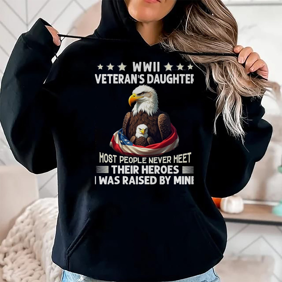 Proud Veteran Shirt, Funny Veteran UnisexT-Shirt/Hoodie/Sweatshirt HLT00 - Eagle WWII Veteran_s Daughter Most People Never Meet T-Shirt, Men, Black, 3X-Large