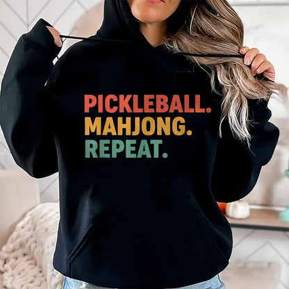 Funny Pickleball Shirt, Pickleball Lover Unisex T-Shirt/Hoodie/Sweatshirt HLT00 - Pickleball Mahjong Repeat Funny Sports Slogan Active Hobby T-Shirt, Women, Kelly Green, Large
