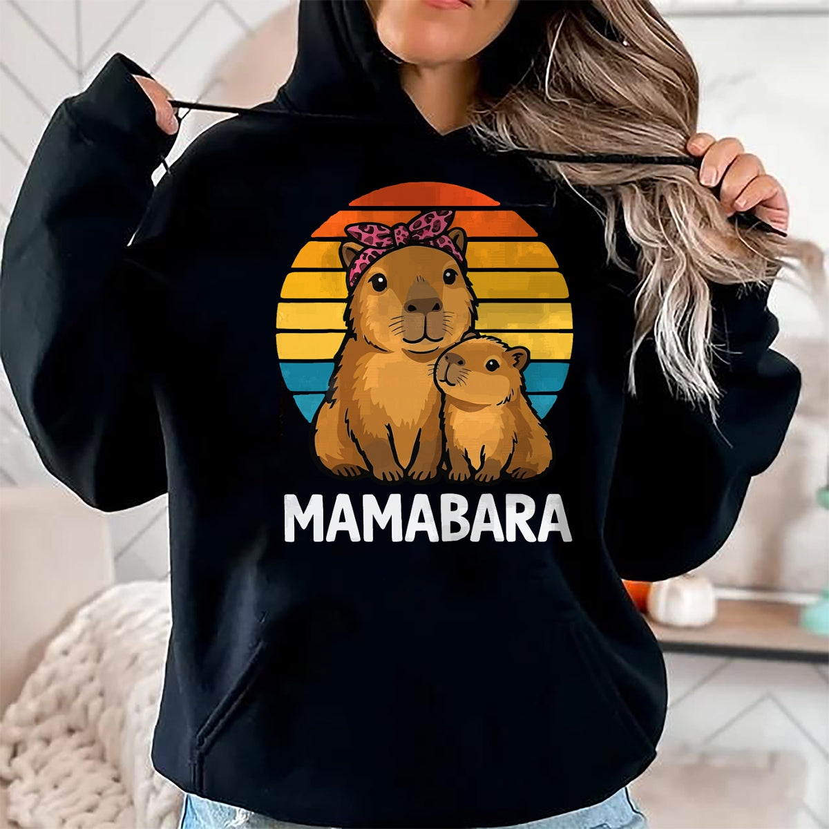 Cute Capybara Shirt, Funny Capybara Unisex T-Shirt/Hoodie/Sweatshirt HLT00 - Mamabara Capybara Mother T-Shirt