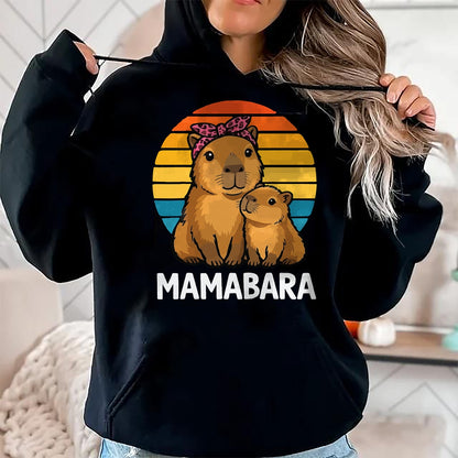Cute Capybara Shirt, Funny Capybara Unisex T-Shirt/Hoodie/Sweatshirt HLT00 - Mamabara Capybara Mother T-Shirt