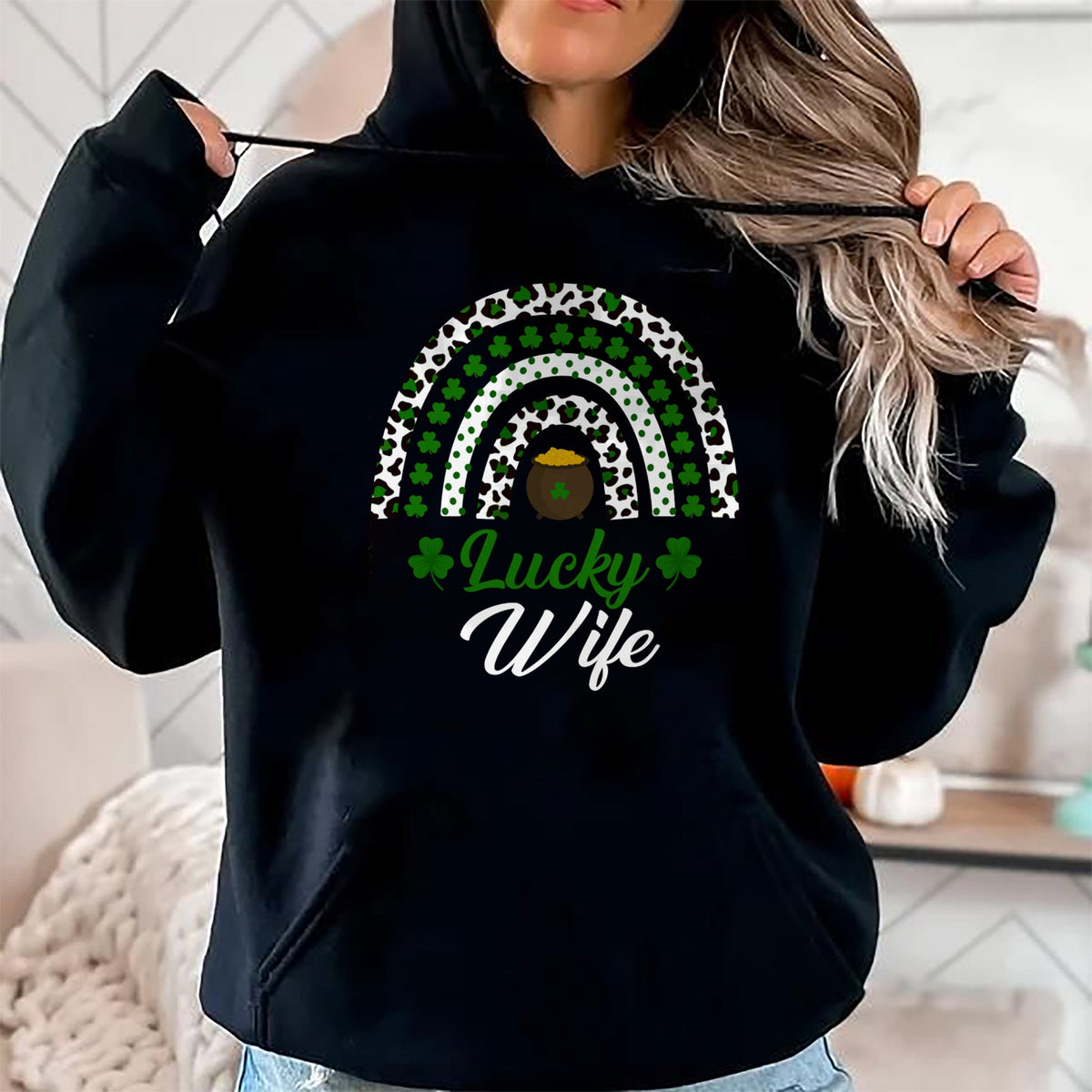 Best Wife Shirt, Wife and Husband Unisex T-Shirt/Hoodie/Sweatshirt HLT00 - Gift for wife T shirt, lucky wife   Lucky Wife Rainbow St Patricks Day Lucky Wife Long Sleeve T-Shir (1)