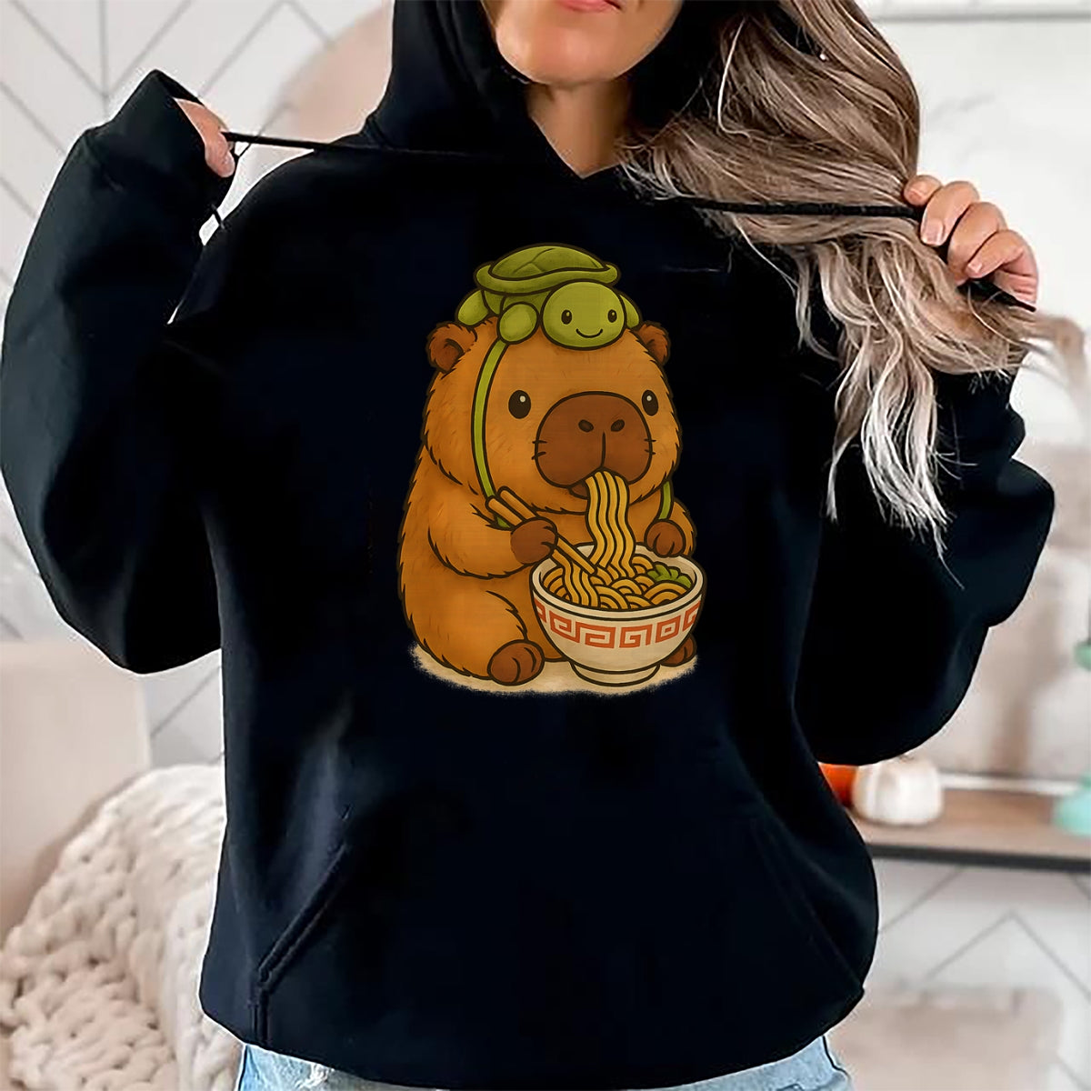 Cute Capybara Shirt, Funny Capybara UnisexT-Shirt/Hoodie/Sweatshirt HLT00 - Capybara Anime Ramen Turtle Funny Graphic Kawaii Capibara T-Shirt