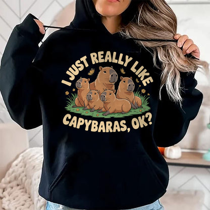 Cute Capybara Shirt, Funny Capybara Unisex T-Shirt/Hoodie/Sweatshirt HLT00 - Funny Bit of A Mess Capybara Meme Graphic for Women T-Shirt